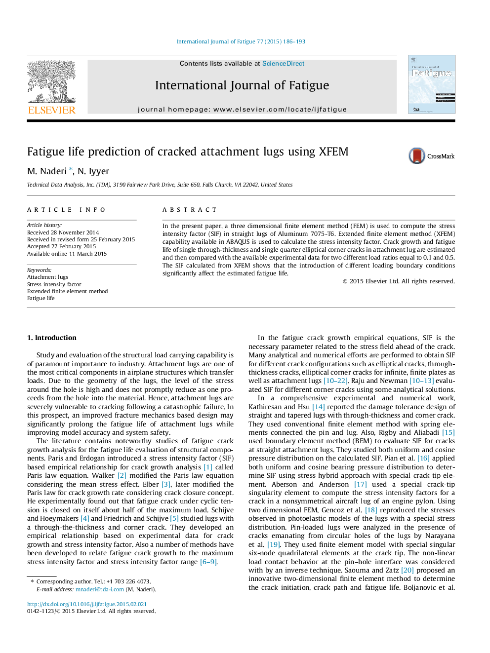 Fatigue life prediction of cracked attachment lugs using XFEM