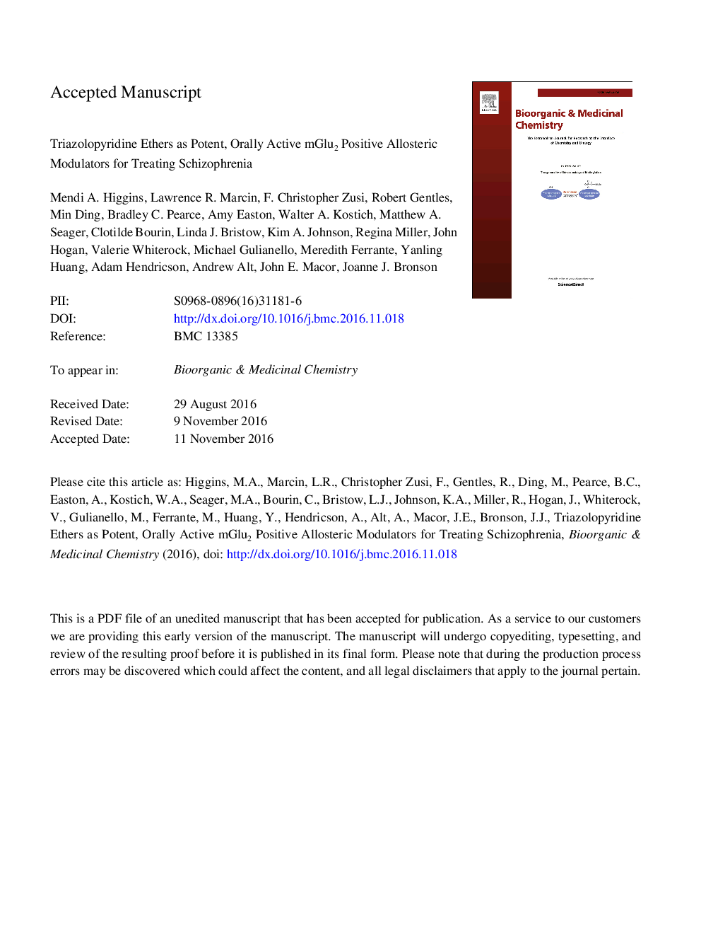 Triazolopyridine ethers as potent, orally active mGlu2 positive allosteric modulators for treating schizophrenia