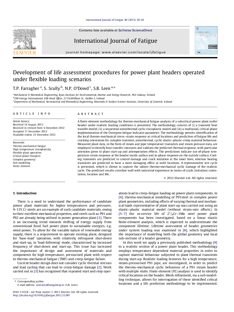 Development of life assessment procedures for power plant headers operated under flexible loading scenarios