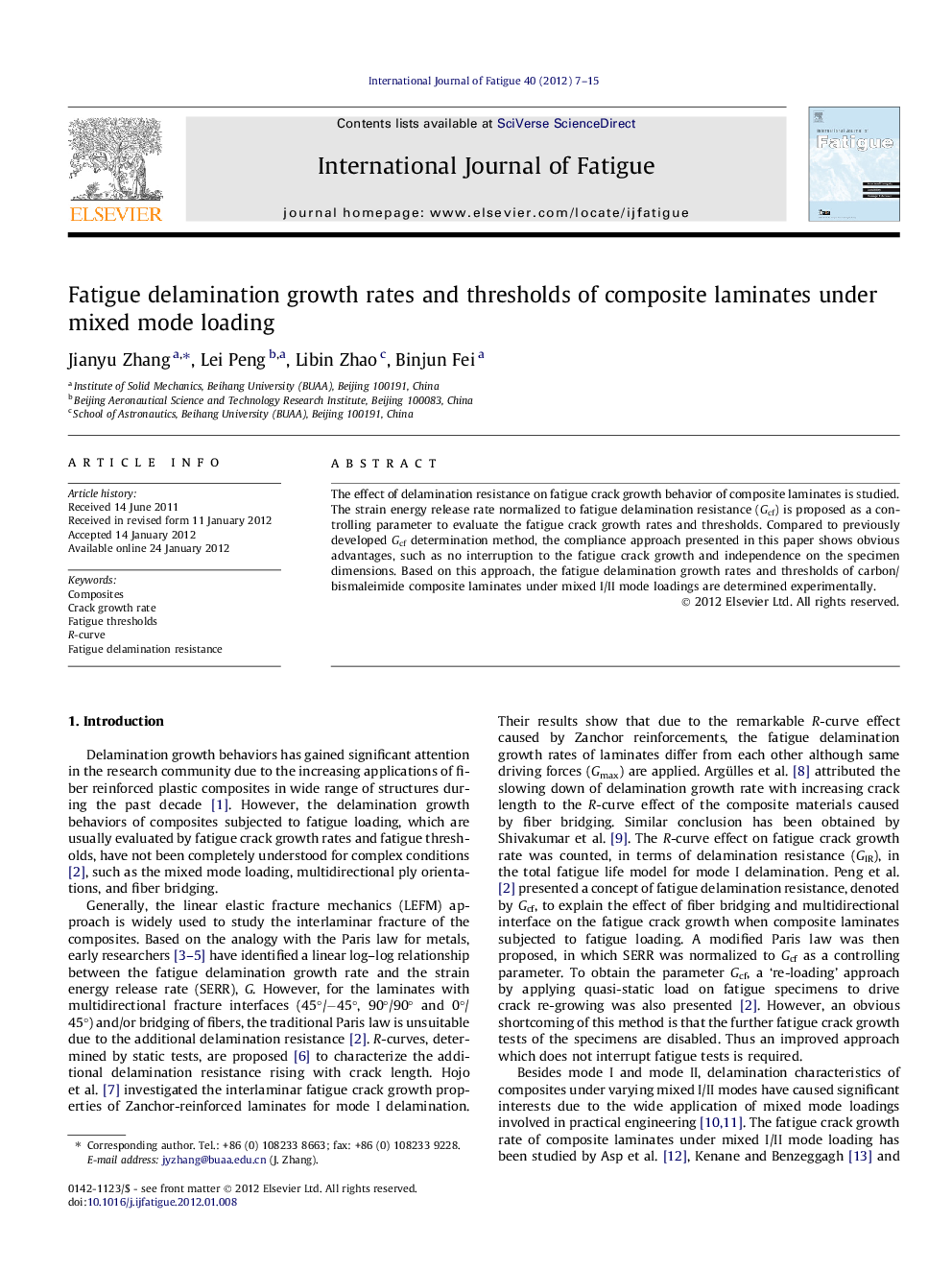 Fatigue delamination growth rates and thresholds of composite laminates under mixed mode loading