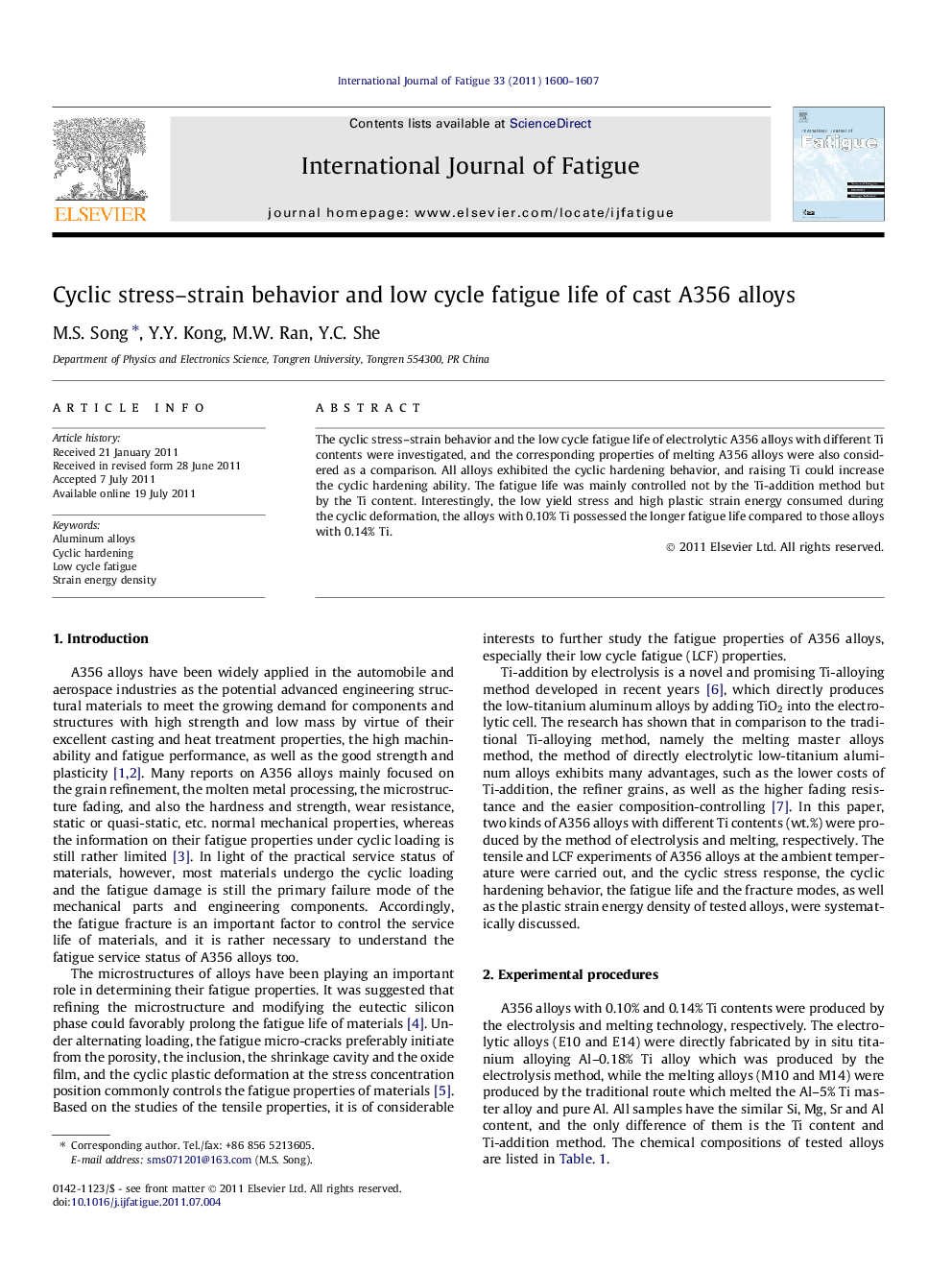 Cyclic stress–strain behavior and low cycle fatigue life of cast A356 alloys