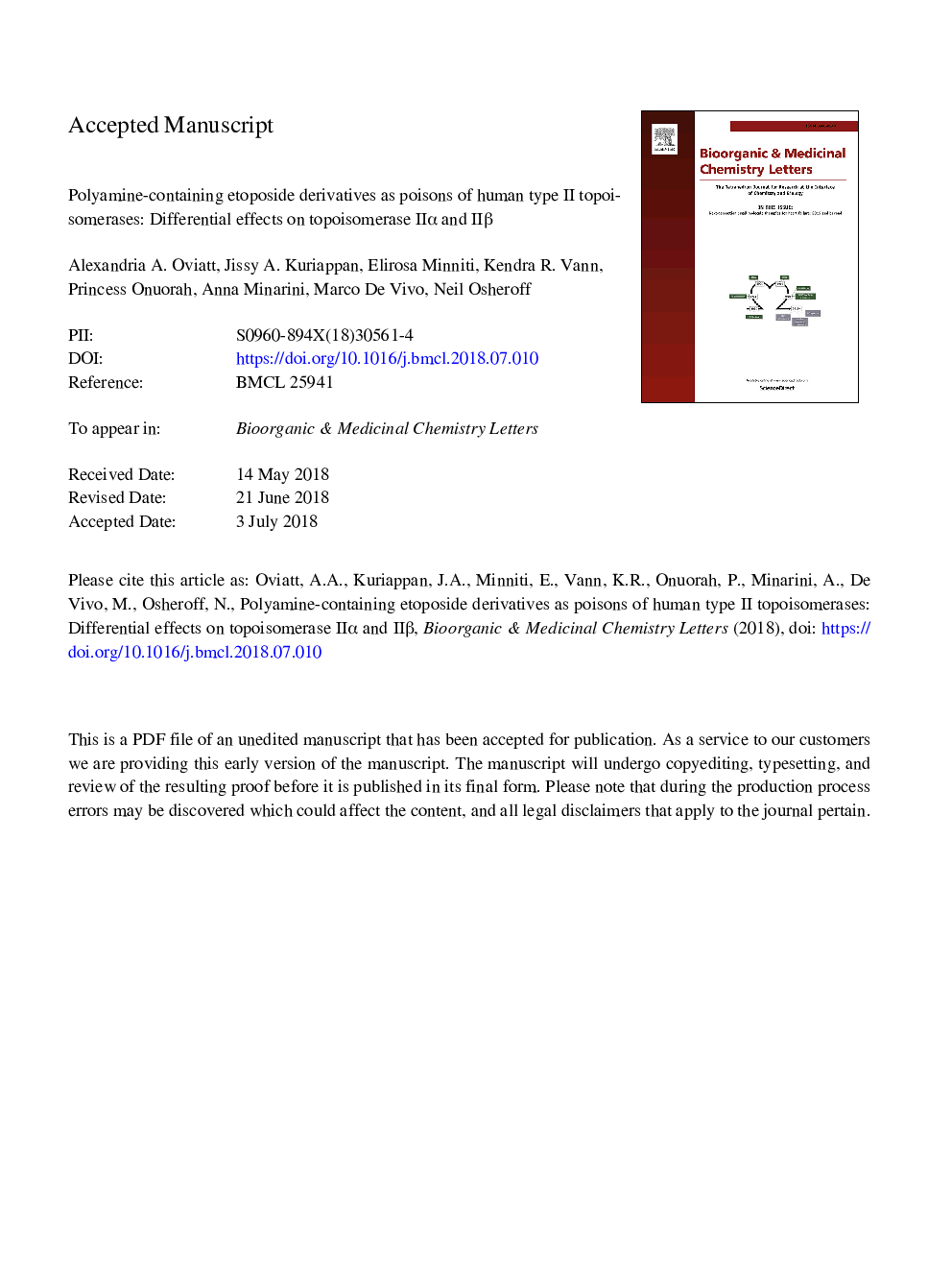 Polyamine-containing etoposide derivatives as poisons of human type II topoisomerases: Differential effects on topoisomerase IIÎ± and IIÎ²