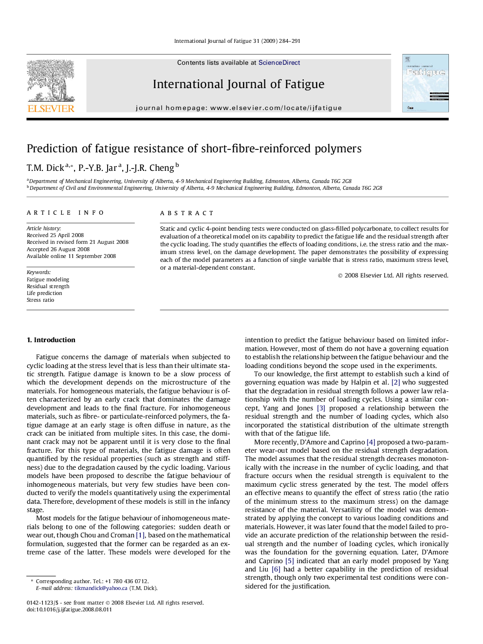 Prediction of fatigue resistance of short-fibre-reinforced polymers