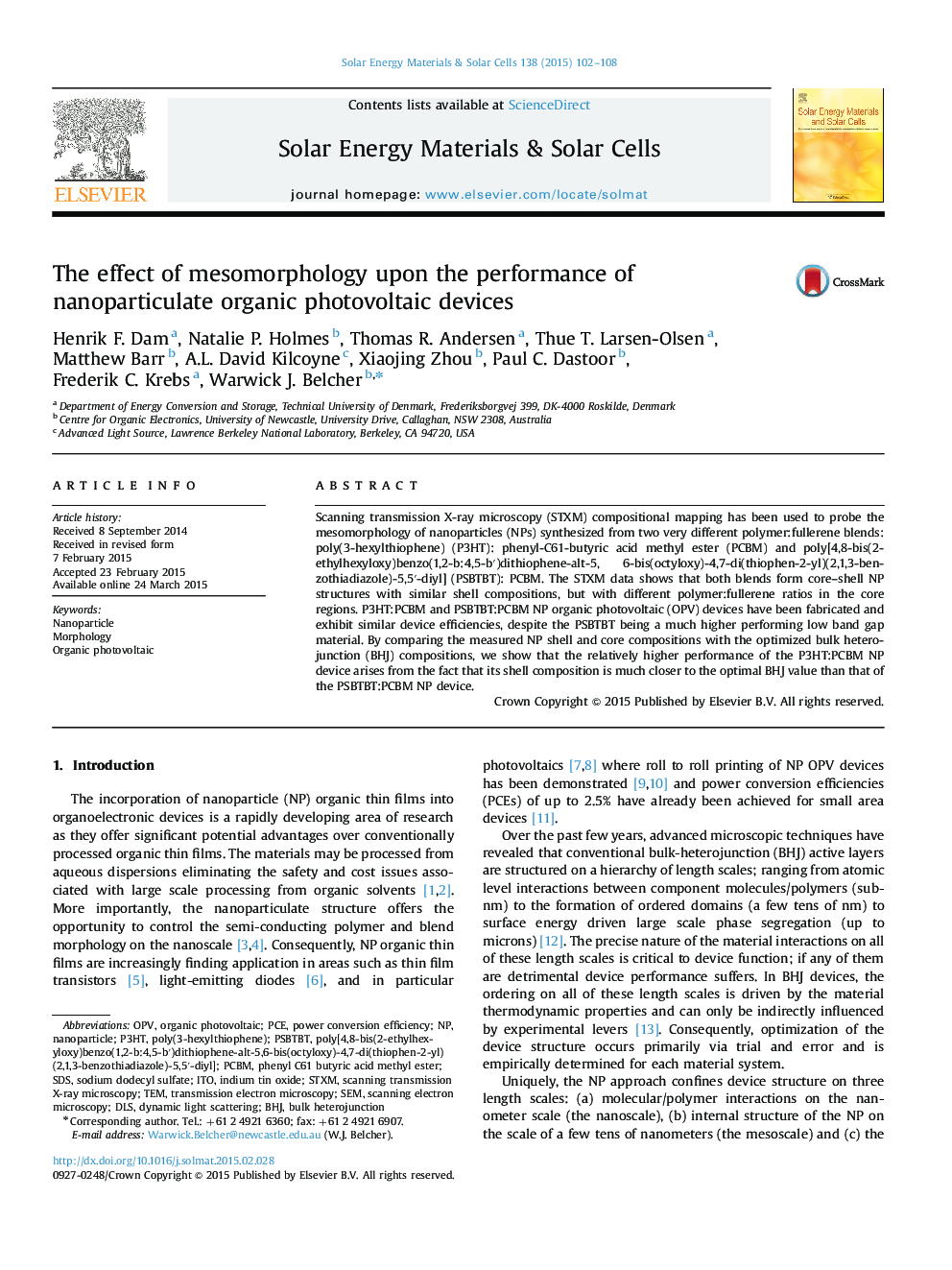 The effect of mesomorphology upon the performance of nanoparticulate organic photovoltaic devices