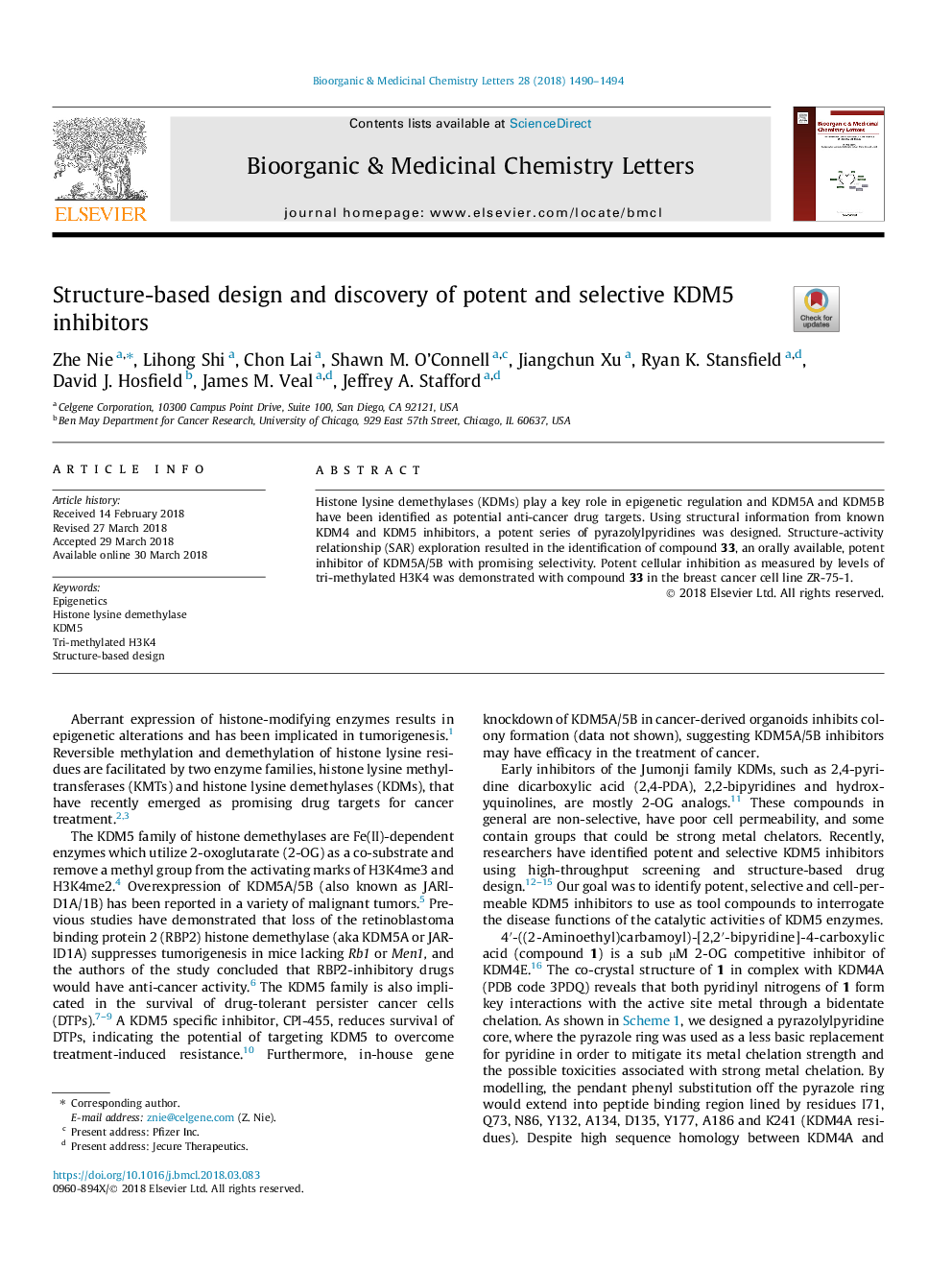 Structure-based design and discovery of potent and selective KDM5 inhibitors