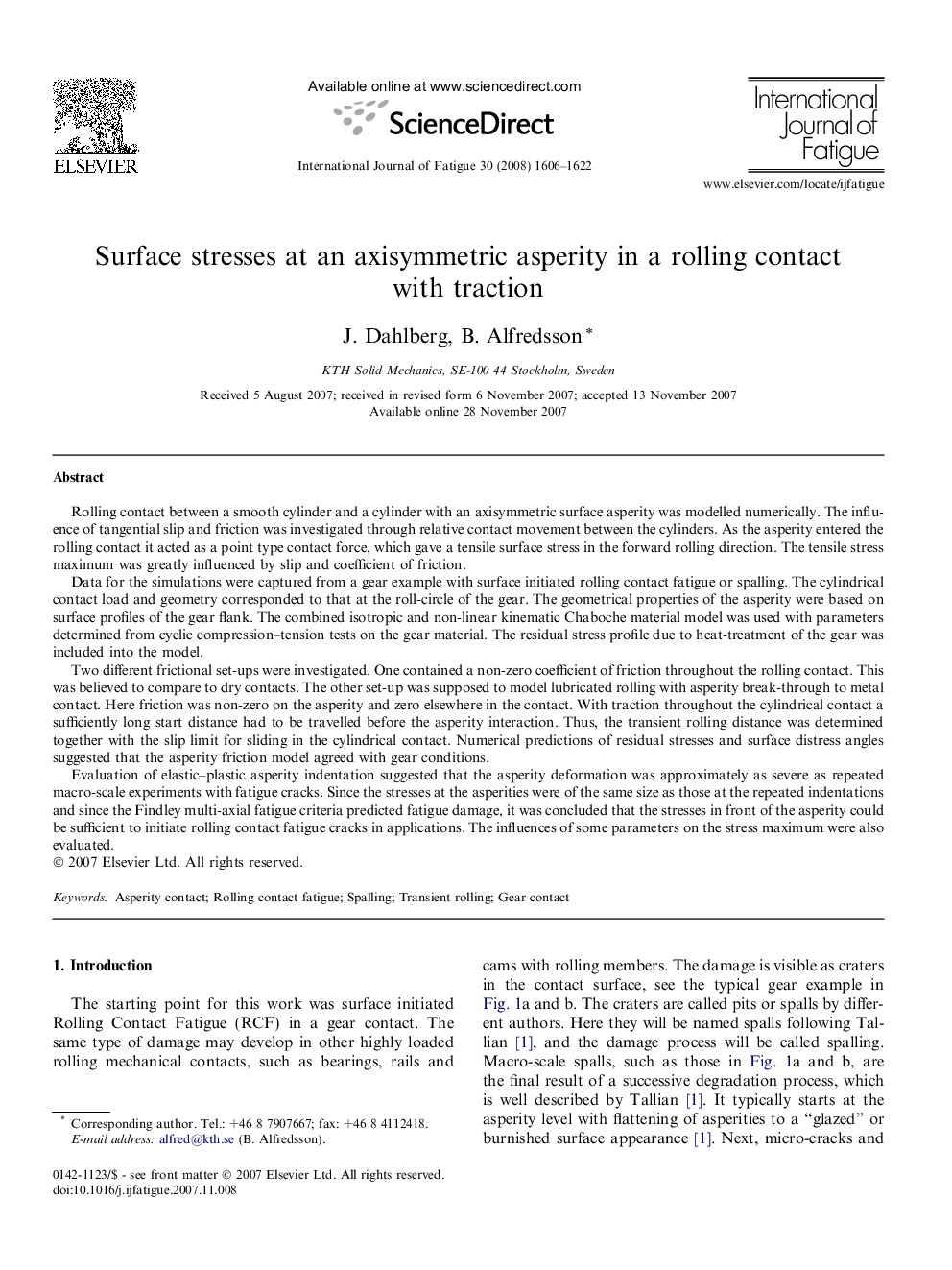 Surface stresses at an axisymmetric asperity in a rolling contact with traction