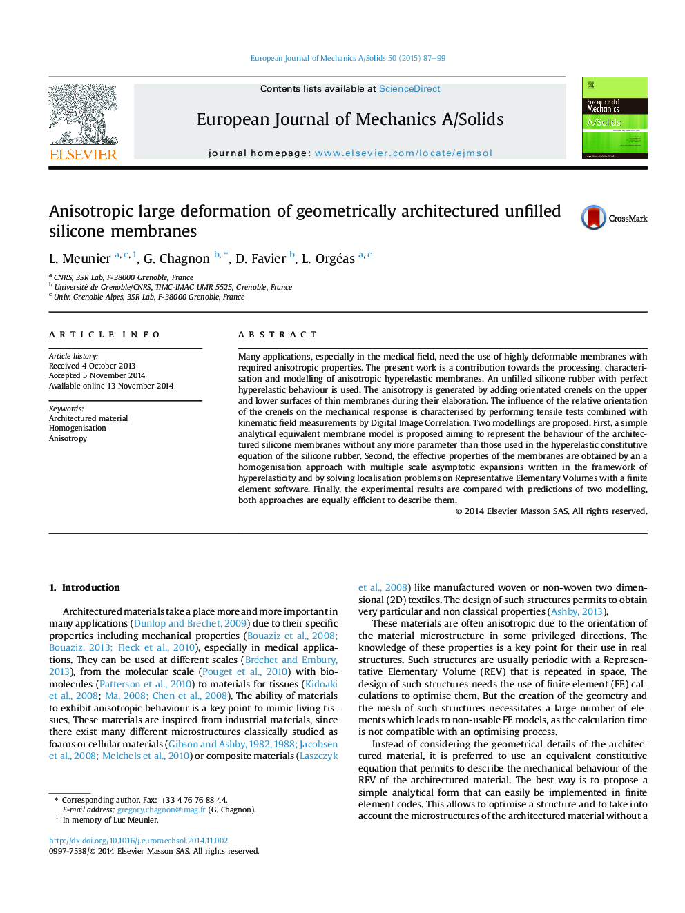 Anisotropic large deformation of geometrically architectured unfilled silicone membranes