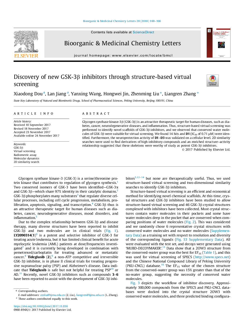 Discovery of new GSK-3Î² inhibitors through structure-based virtual screening