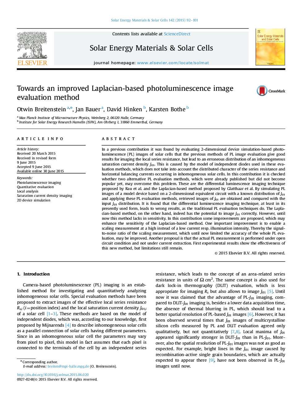 Towards an improved Laplacian-based photoluminescence image evaluation method