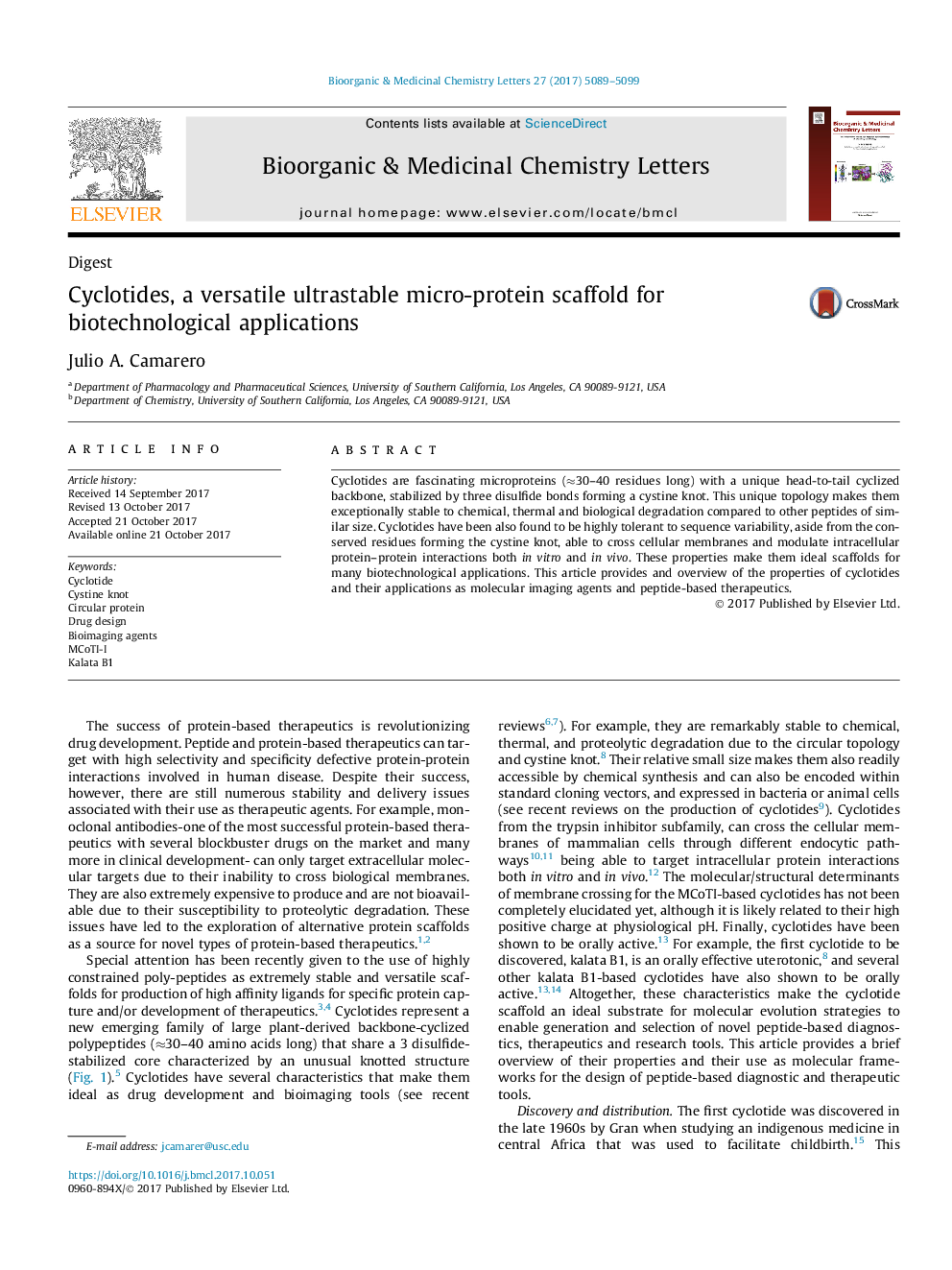 Cyclotides, a versatile ultrastable micro-protein scaffold for biotechnological applications