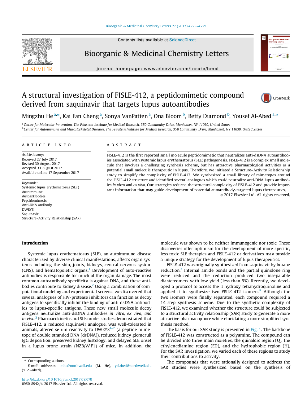 A structural investigation of FISLE-412, a peptidomimetic compound derived from saquinavir that targets lupus autoantibodies