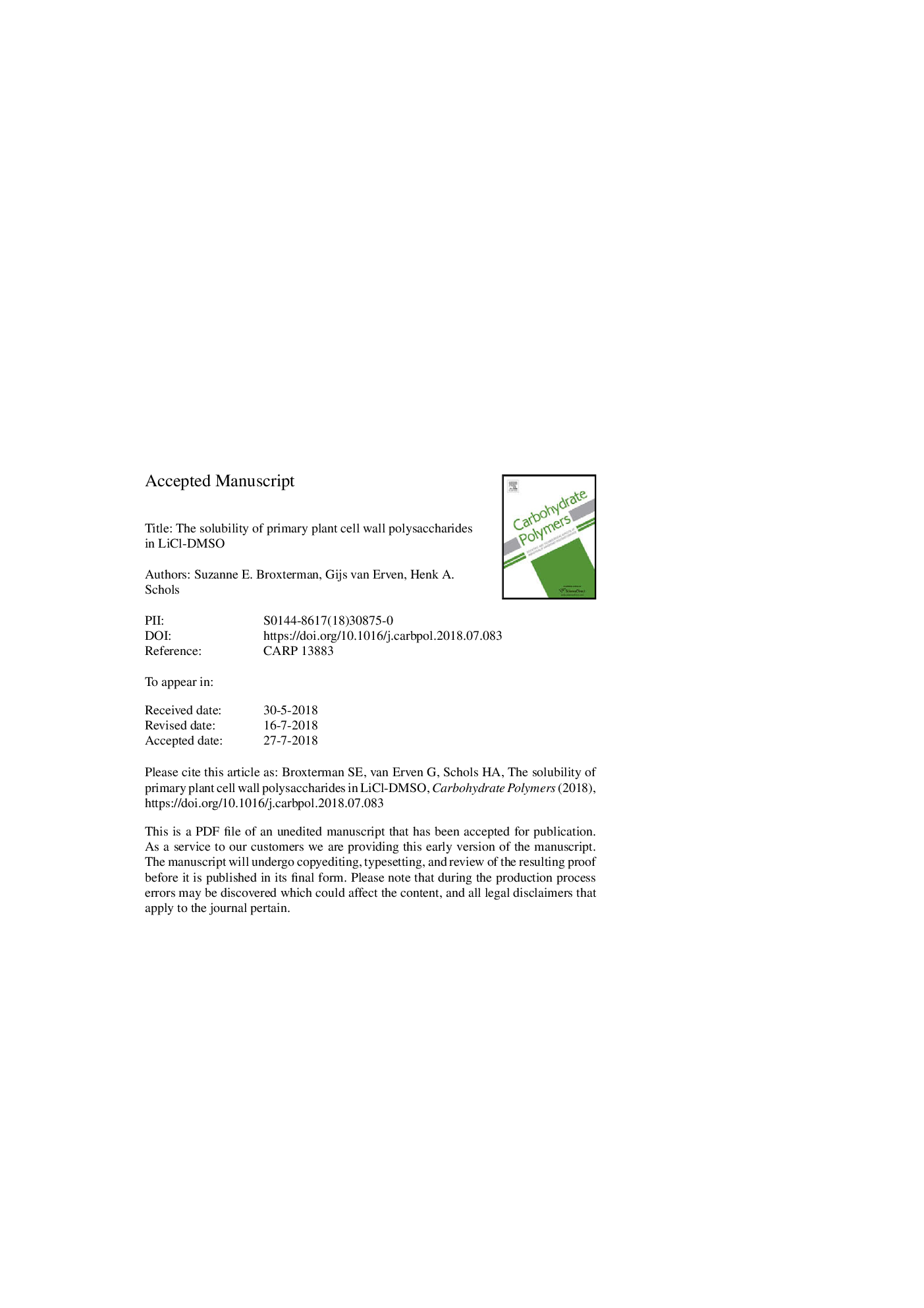 The solubility of primary plant cell wall polysaccharides in LiCl-DMSO