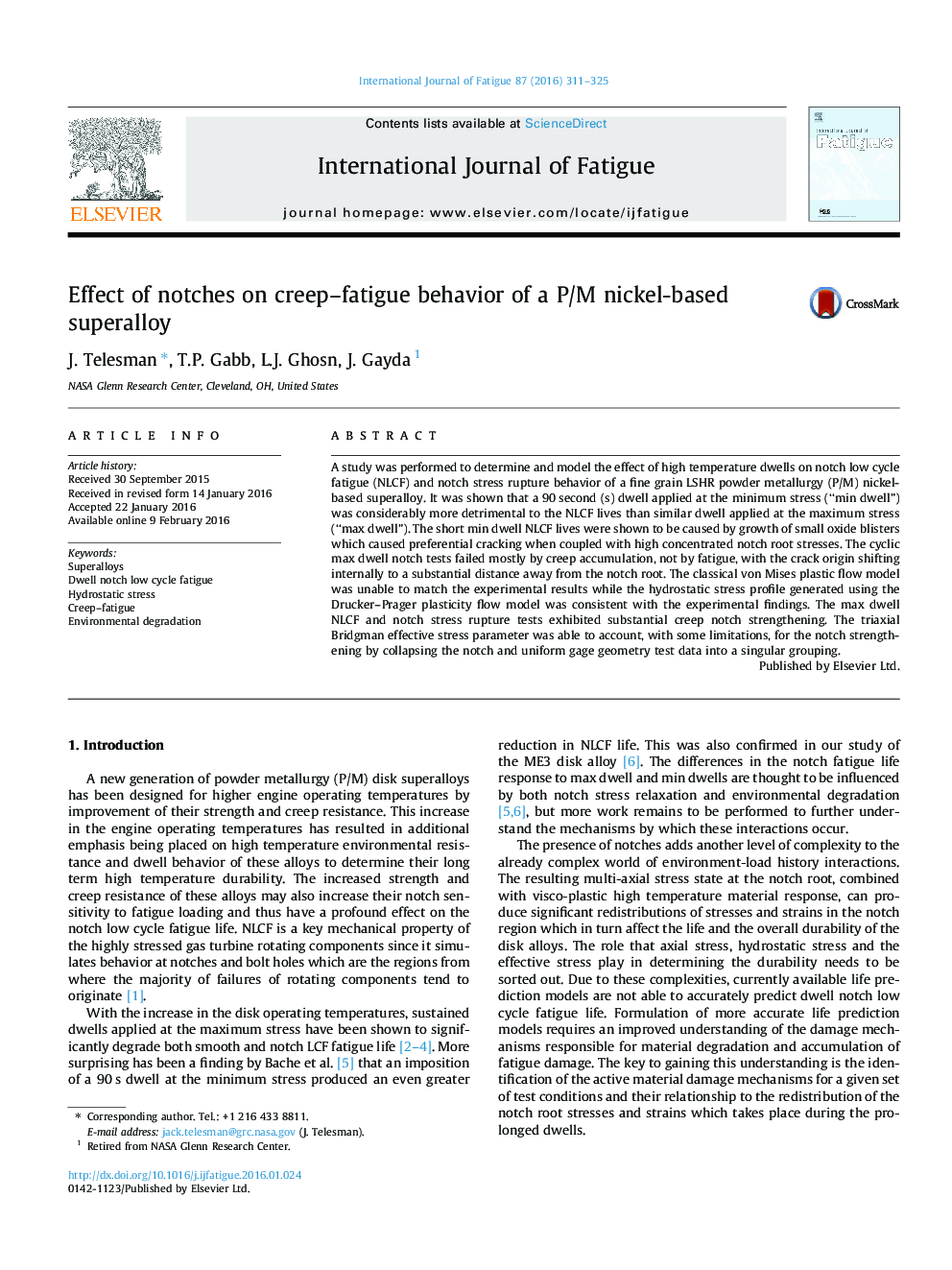 Effect of notches on creep–fatigue behavior of a P/M nickel-based superalloy