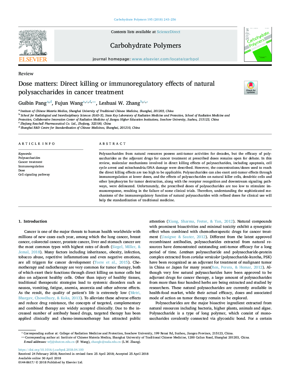 Dose matters: Direct killing or immunoregulatory effects of natural polysaccharides in cancer treatment