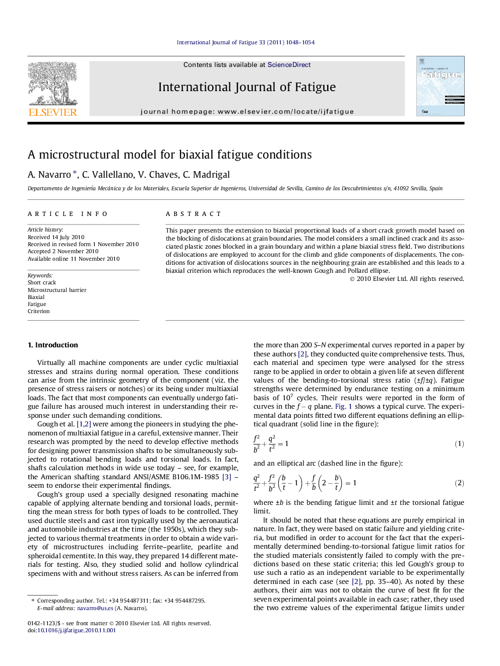 A microstructural model for biaxial fatigue conditions