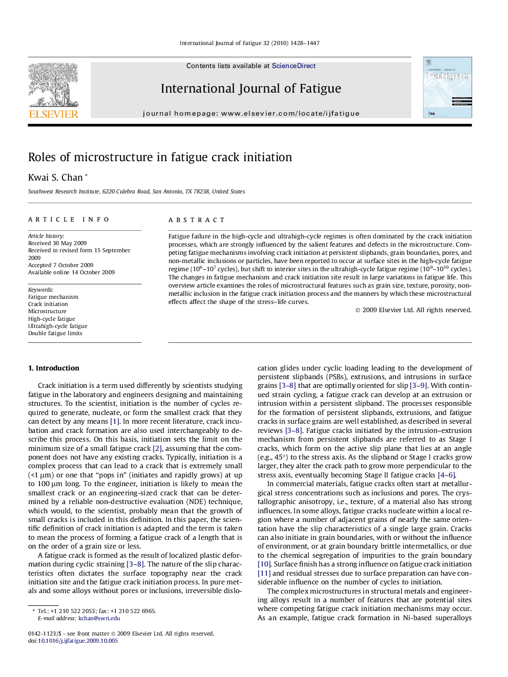 Roles of microstructure in fatigue crack initiation