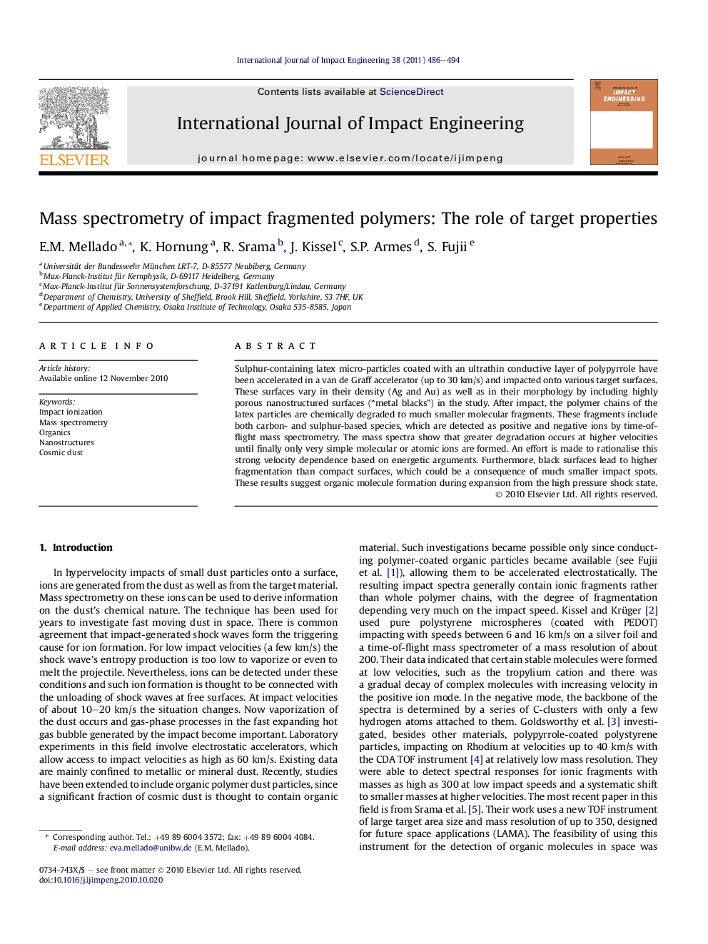 Mass spectrometry of impact fragmented polymers: The role of target properties