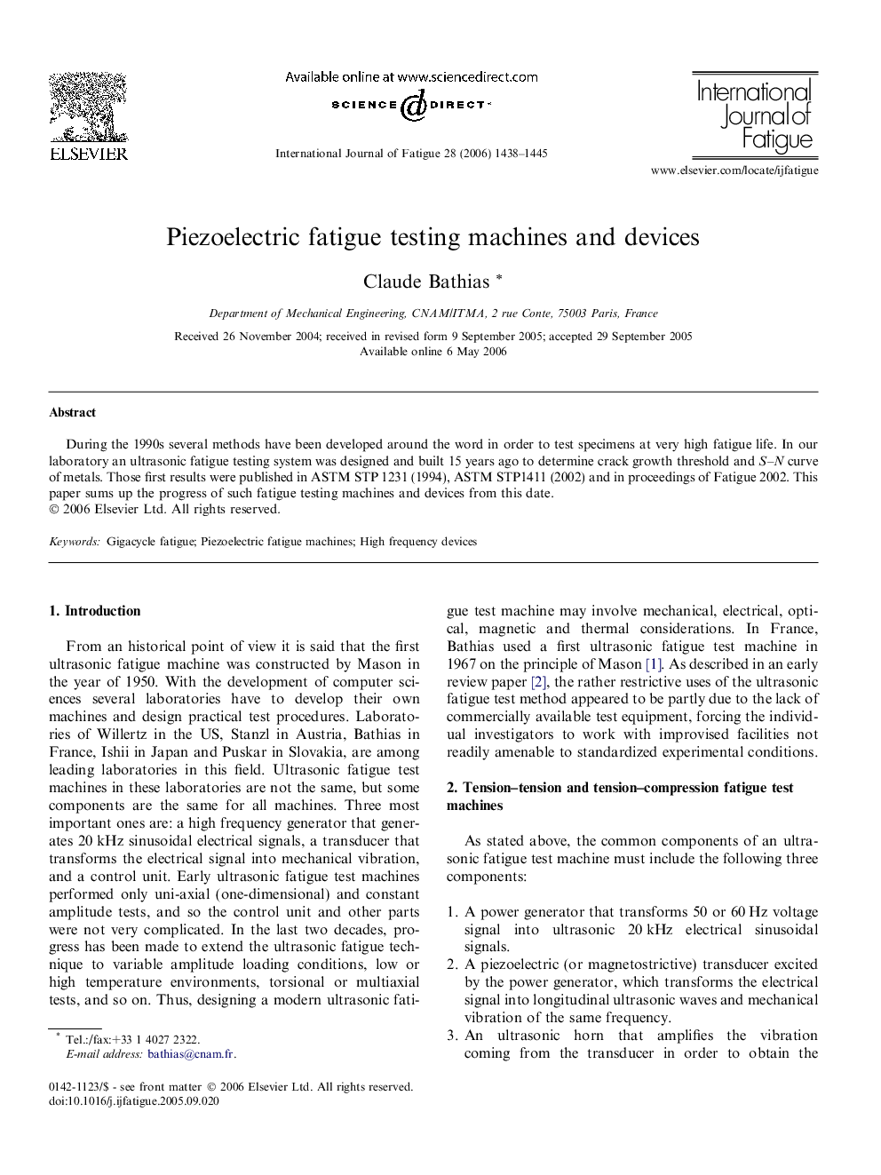 Piezoelectric fatigue testing machines and devices