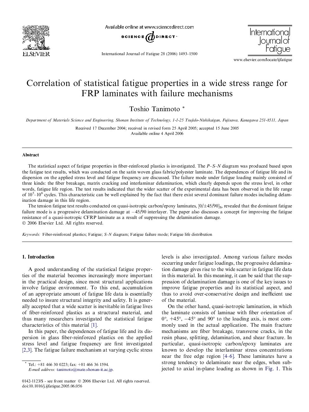 Correlation of statistical fatigue properties in a wide stress range for FRP laminates with failure mechanisms