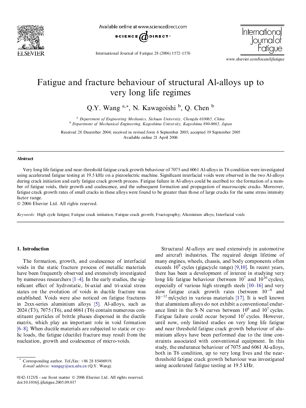 Fatigue and fracture behaviour of structural Al-alloys up to very long life regimes