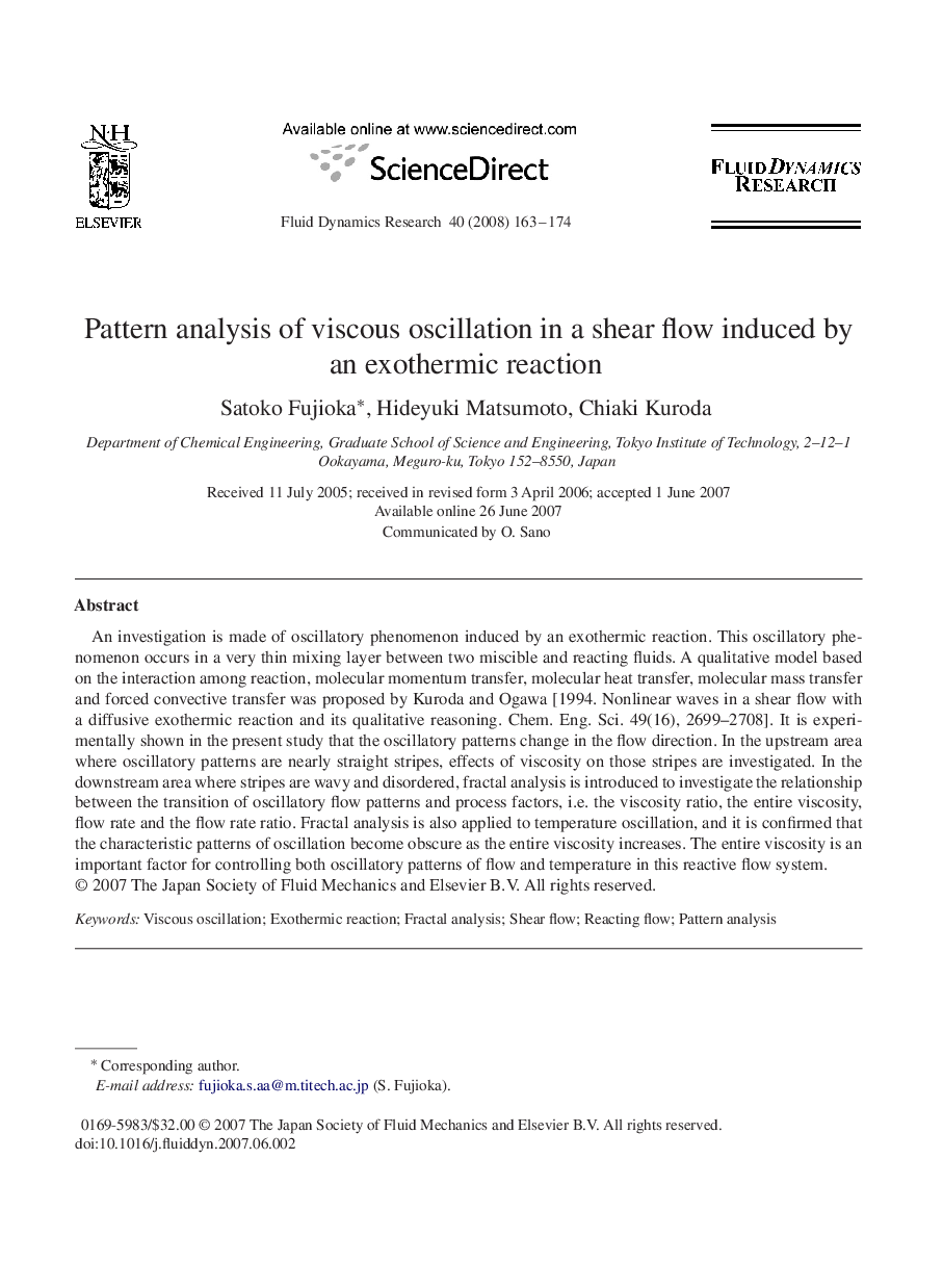 Pattern analysis of viscous oscillation in a shear flow induced by an exothermic reaction