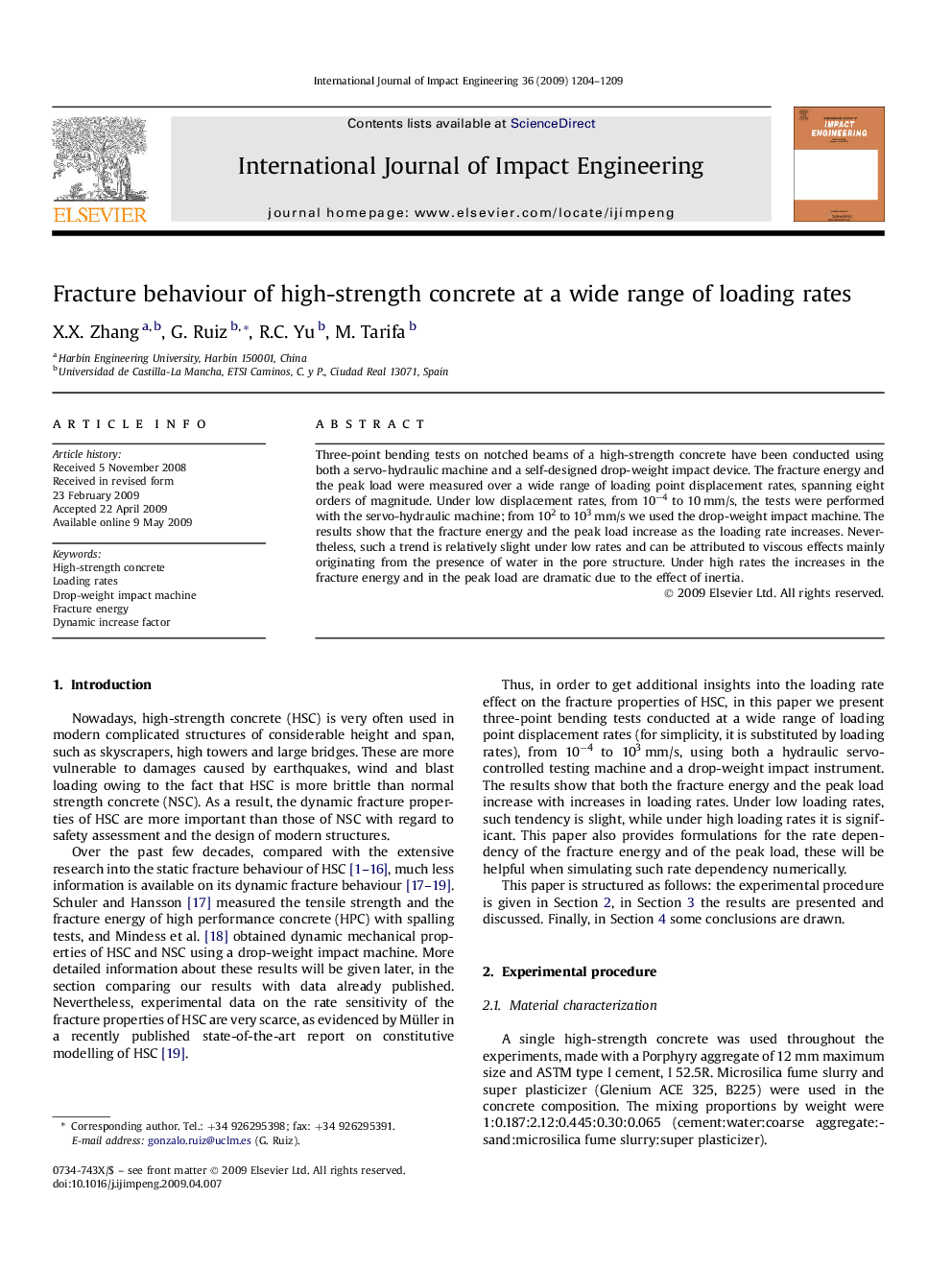 Fracture behaviour of high-strength concrete at a wide range of loading rates