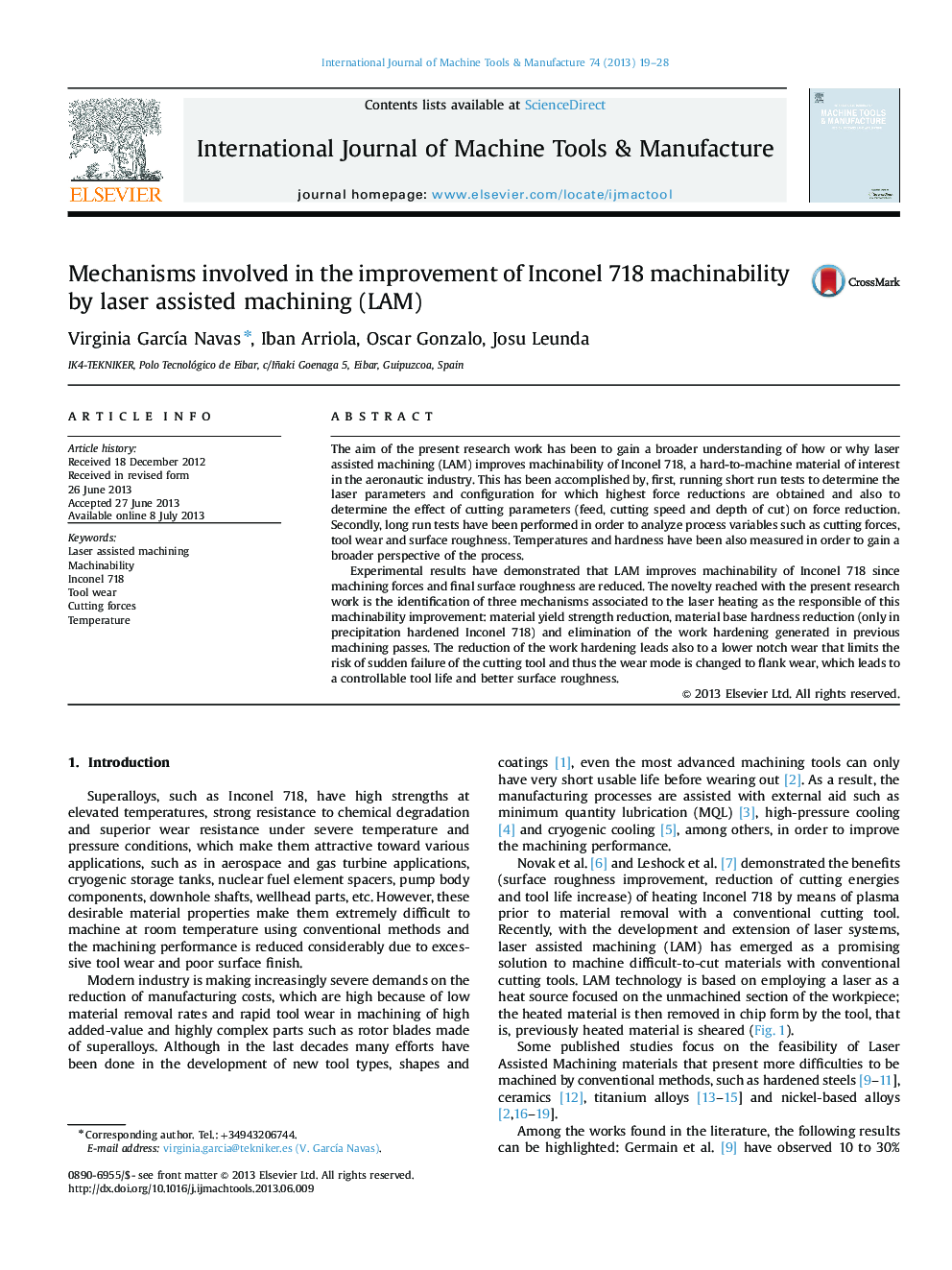 Mechanisms involved in the improvement of Inconel 718 machinability by laser assisted machining (LAM)