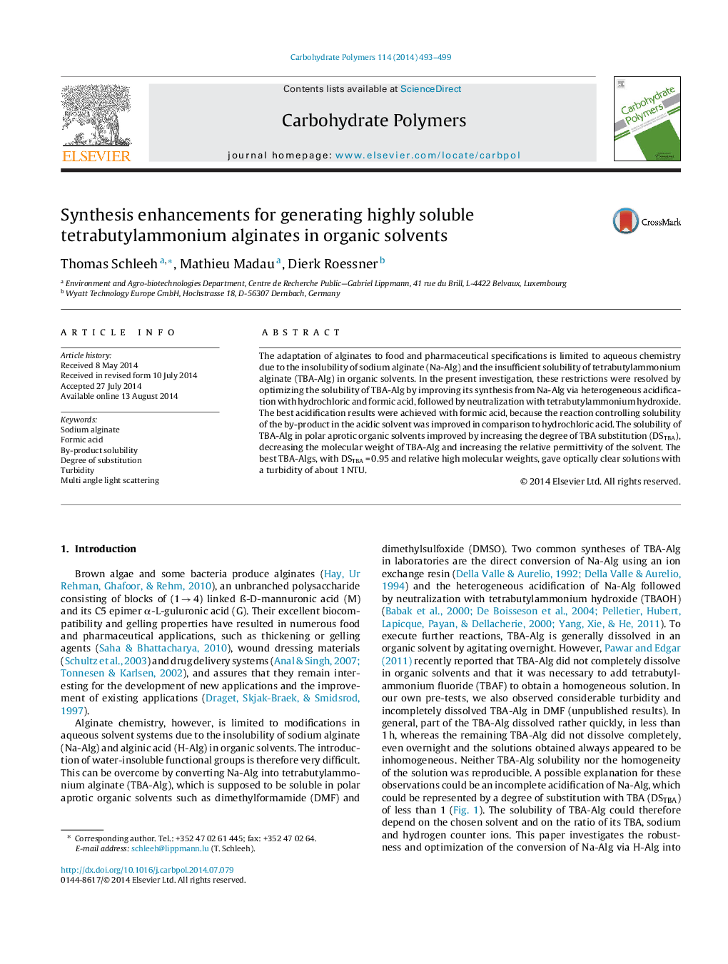 Synthesis enhancements for generating highly soluble tetrabutylammonium alginates in organic solvents