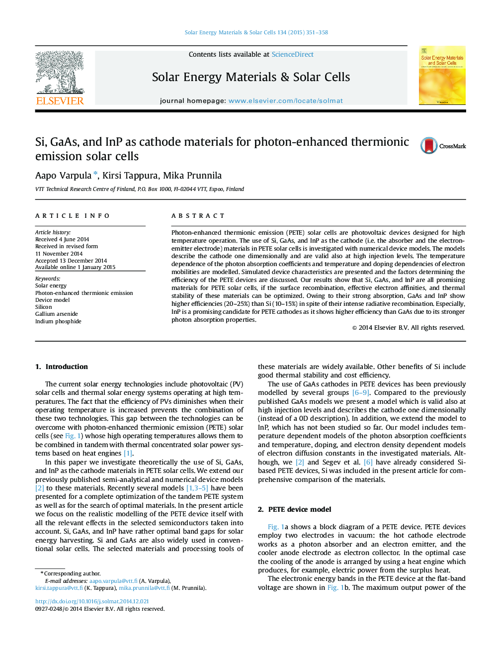 Si, GaAs, and InP as cathode materials for photon-enhanced thermionic emission solar cells