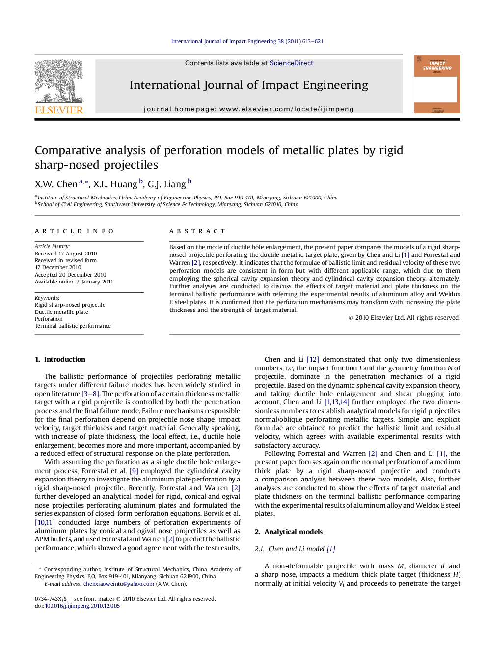 Comparative analysis of perforation models of metallic plates by rigid sharp-nosed projectiles