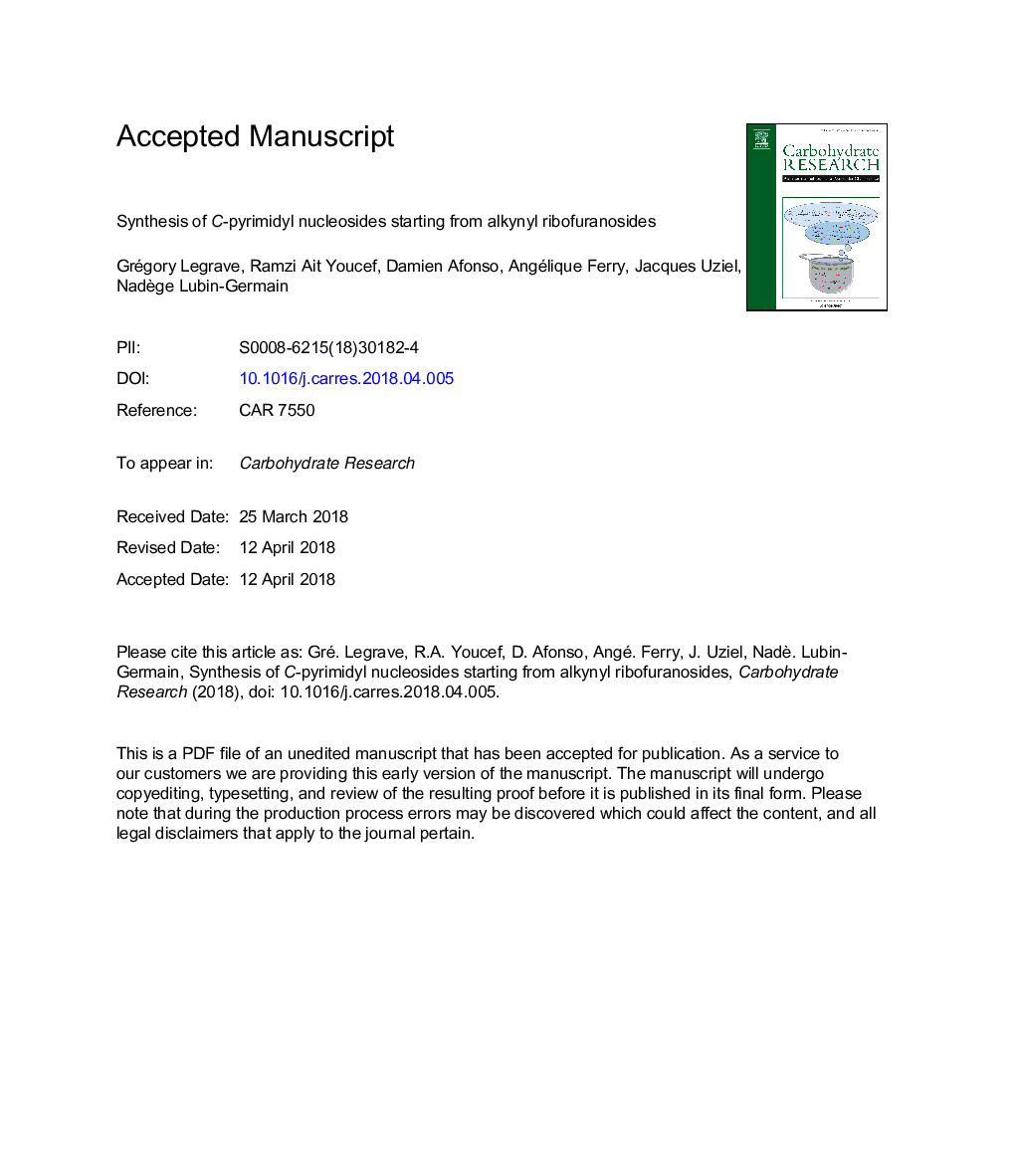 Synthesis of C-pyrimidyl nucleosides starting from alkynyl ribofuranosides