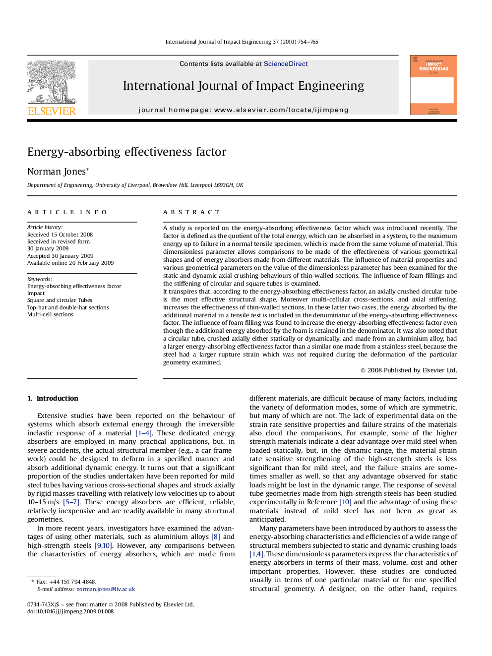 Energy-absorbing effectiveness factor