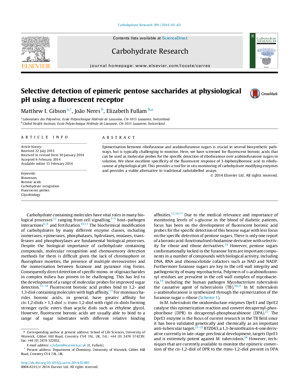 Selective detection of epimeric pentose saccharides at physiological pH using a fluorescent receptor