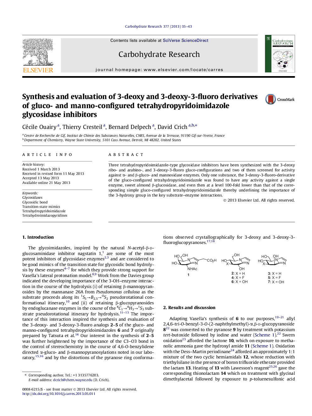 Synthesis and evaluation of 3-deoxy and 3-deoxy-3-fluoro derivatives of gluco- and manno-configured tetrahydropyridoimidazole glycosidase inhibitors