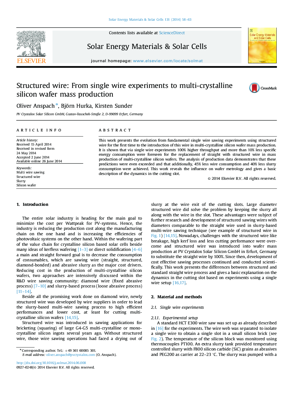 Structured wire: From single wire experiments to multi-crystalline silicon wafer mass production