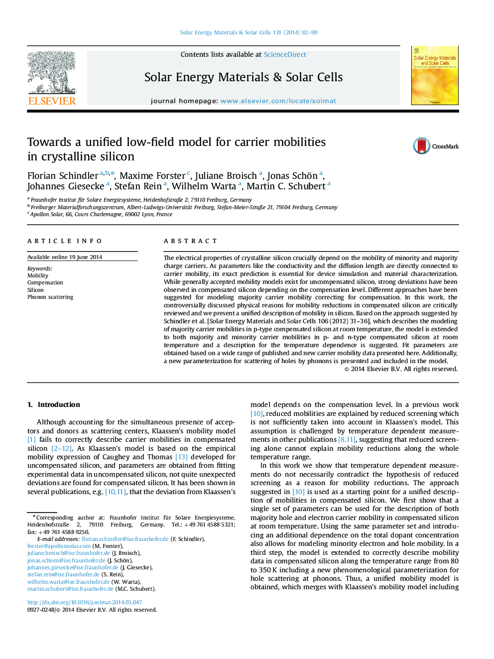 Towards a unified low-field model for carrier mobilities in crystalline silicon