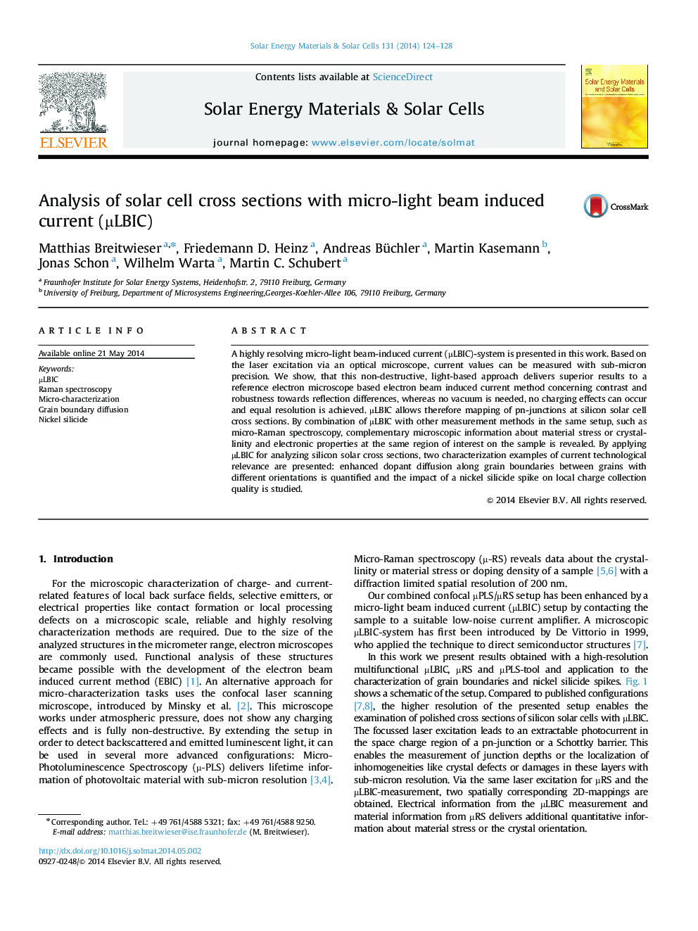 Analysis of solar cell cross sections with micro-light beam induced current (µLBIC)