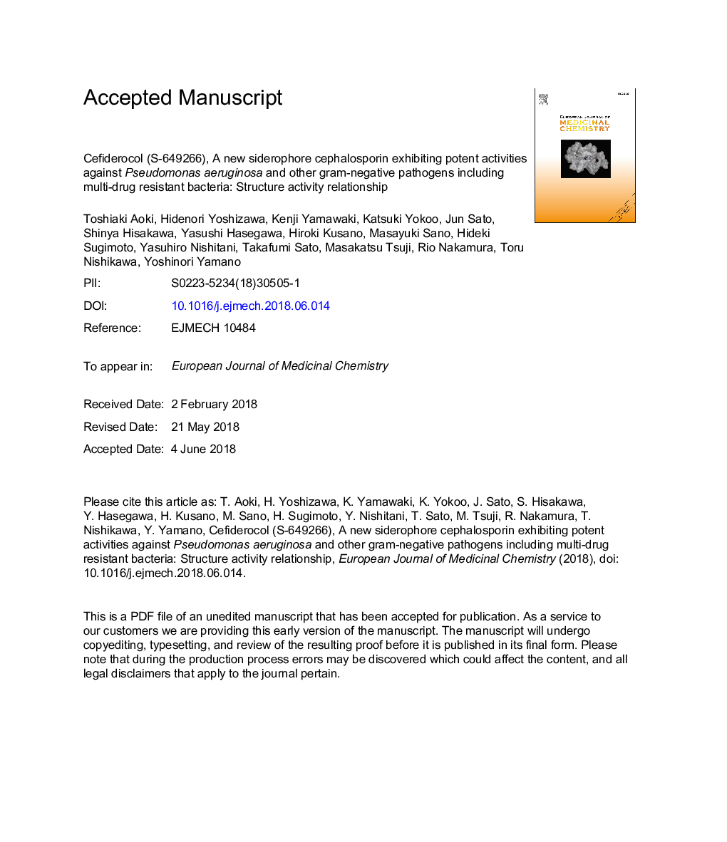 Cefiderocol (S-649266), A new siderophore cephalosporin exhibiting potent activities against Pseudomonas aeruginosa and other gram-negative pathogens including multi-drug resistant bacteria: Structure activity relationship