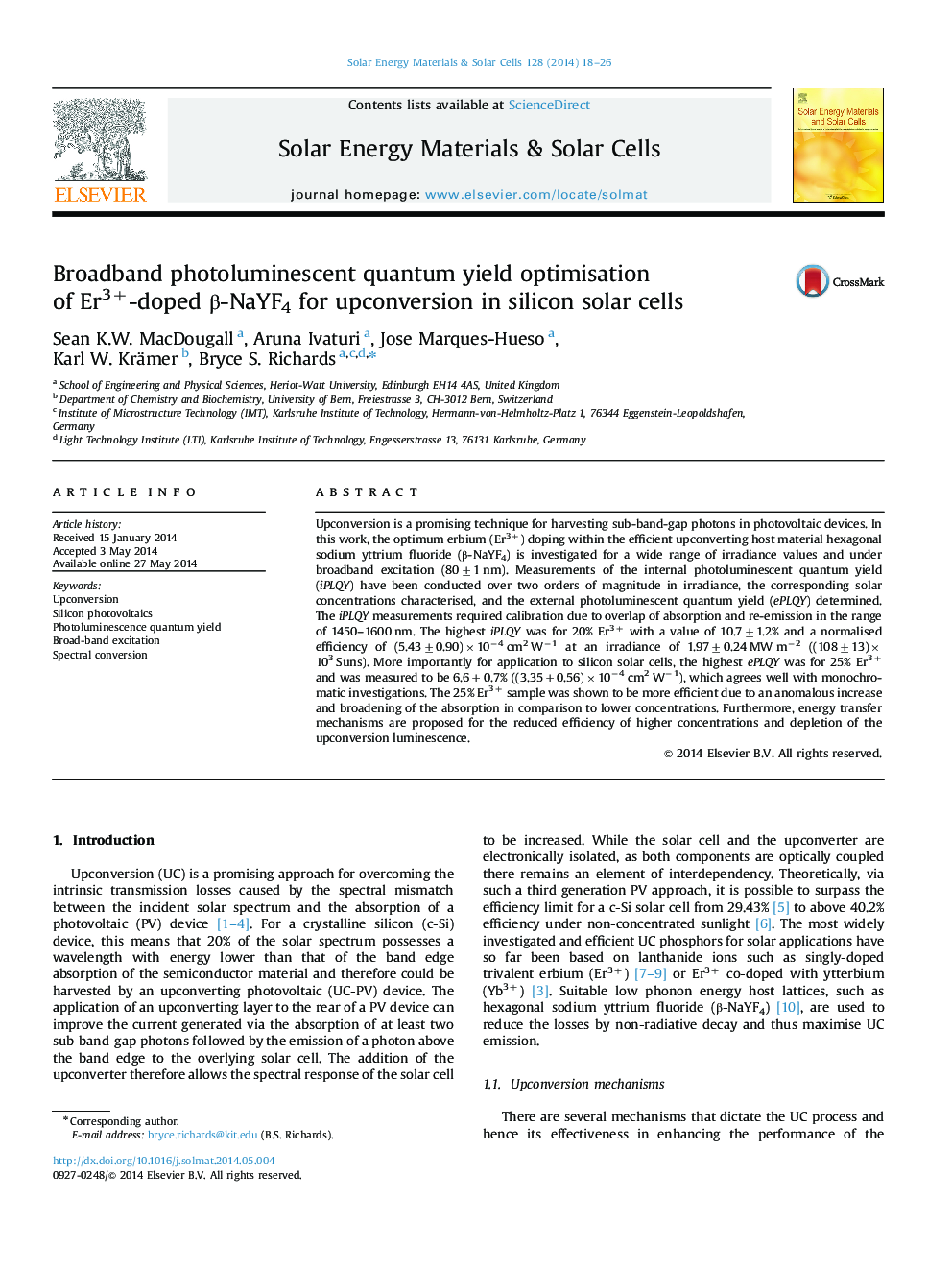 Broadband photoluminescent quantum yield optimisation of Er3+-doped β-NaYF4 for upconversion in silicon solar cells