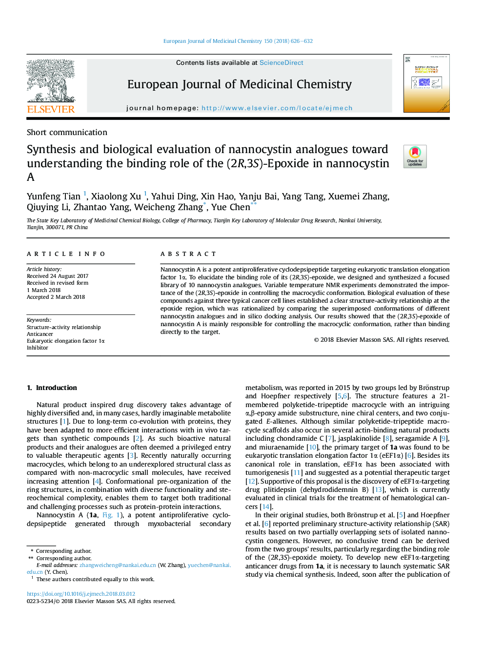 Synthesis and biological evaluation of nannocystin analogues toward understanding the binding role of the (2R,3S)-Epoxide in nannocystin A