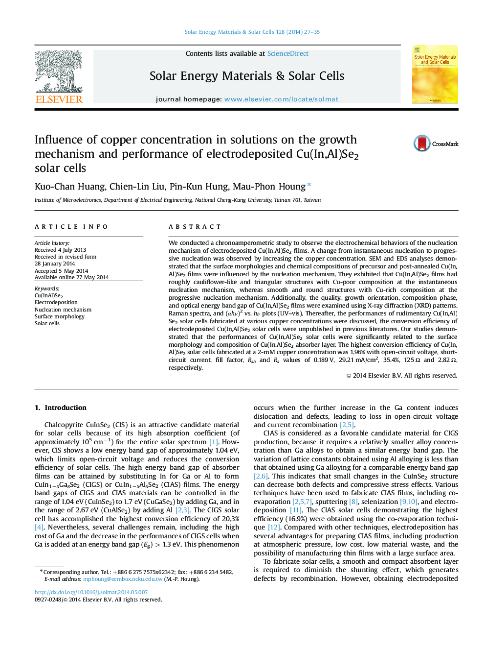 Influence of copper concentration in solutions on the growth mechanism and performance of electrodeposited Cu(In,Al)Se2 solar cells