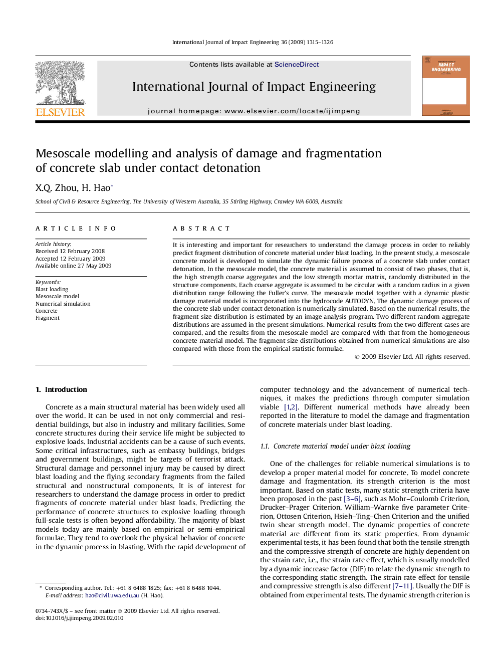 Mesoscale modelling and analysis of damage and fragmentation of concrete slab under contact detonation