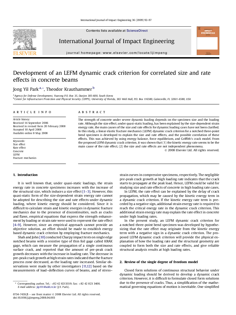 Development of an LEFM dynamic crack criterion for correlated size and rate effects in concrete beams