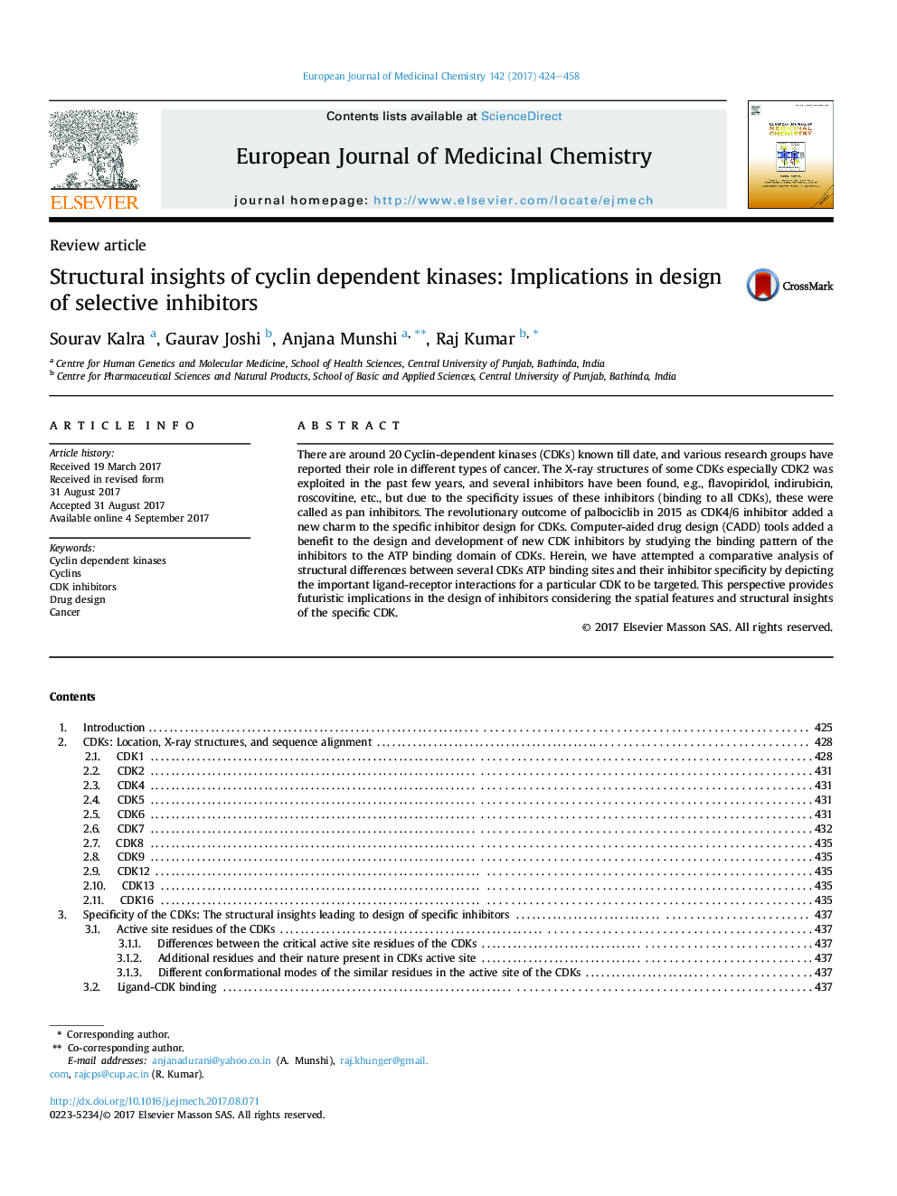 Structural insights of cyclin dependent kinases: Implications in design of selective inhibitors