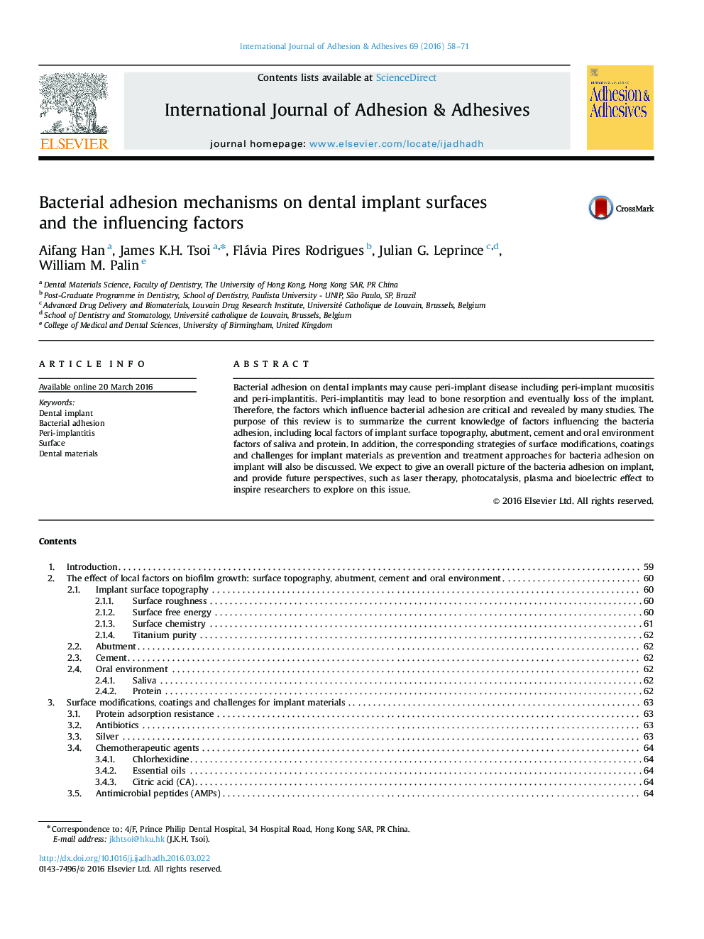 Bacterial adhesion mechanisms on dental implant surfaces and the influencing factors