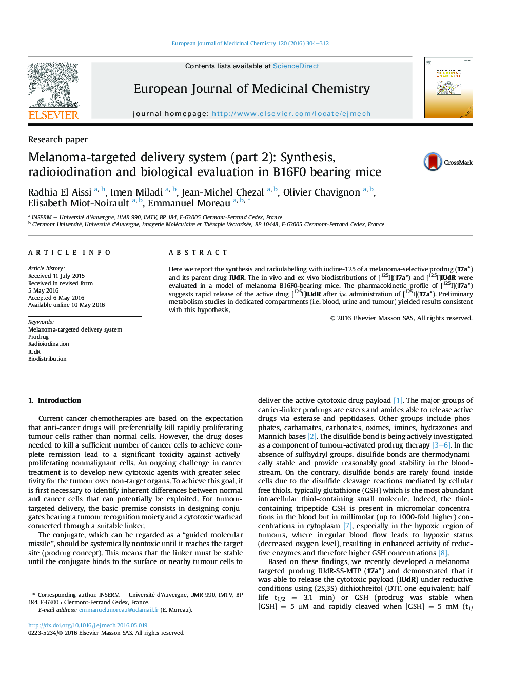 Melanoma-targeted delivery system (part 2): Synthesis, radioiodination and biological evaluation in B16F0 bearing mice