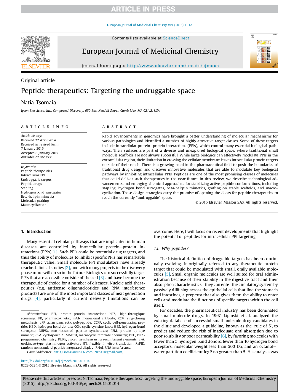 Peptide therapeutics: Targeting the undruggable space