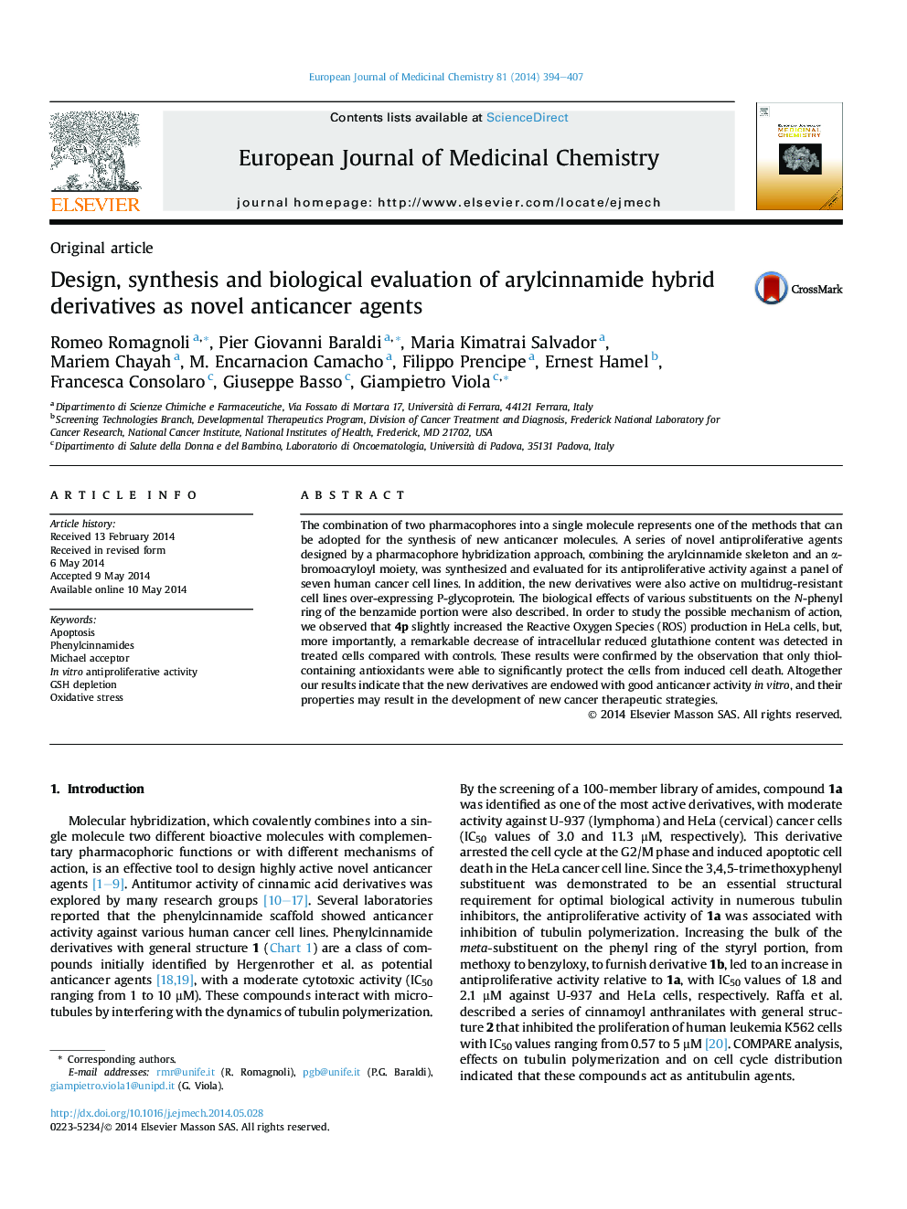 عکس صفحه اول مقاله: Design, synthesis and biological evaluation of arylcinnamide hybrid derivatives as novel anticancer agents Design, synthesis and biological evaluation of arylcinnamide hybrid derivatives as novel anticancer agents