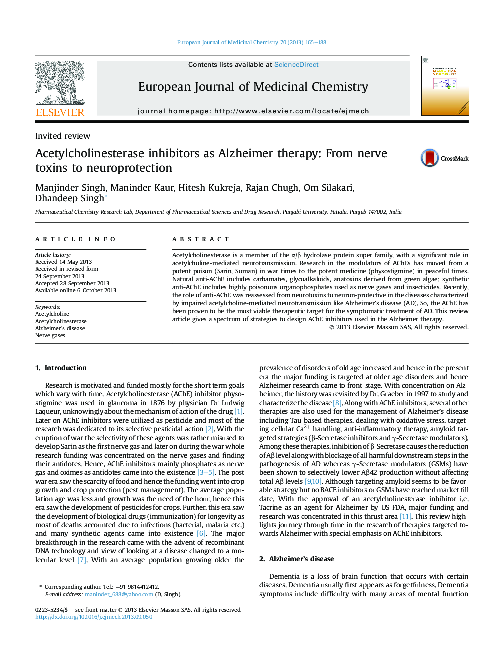 Acetylcholinesterase inhibitors as Alzheimer therapy: From nerve toxins to neuroprotection