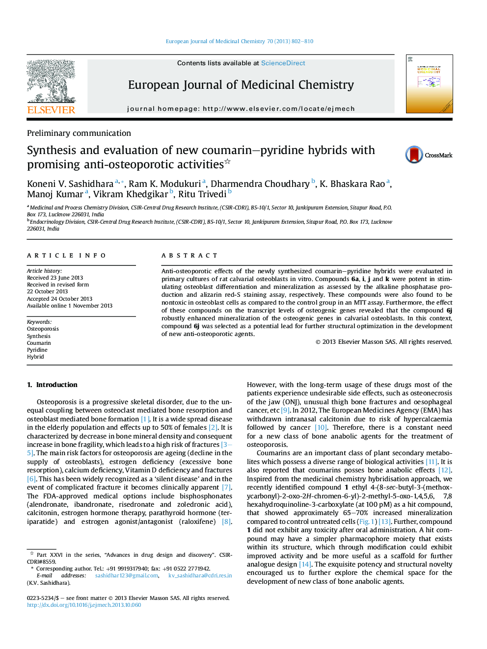 Synthesis and evaluation of new coumarin-pyridine hybrids with promising anti-osteoporotic activities